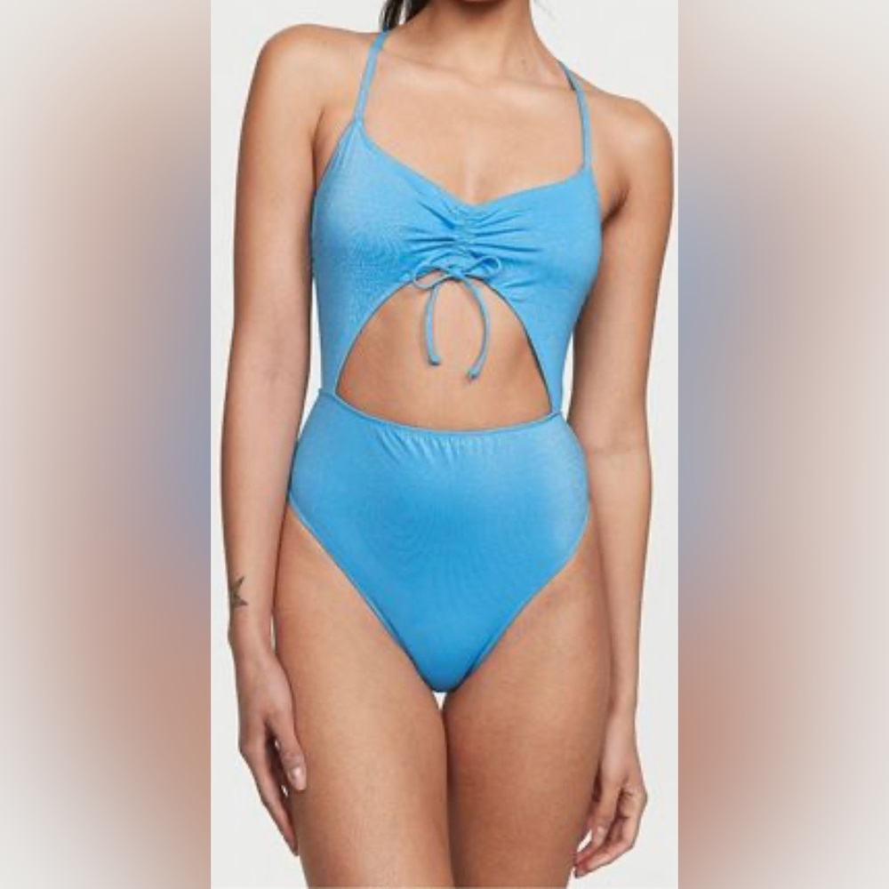 NWT Victoria’s Secret Swim Ruched Shine Cutout One-Piece Swimsuit